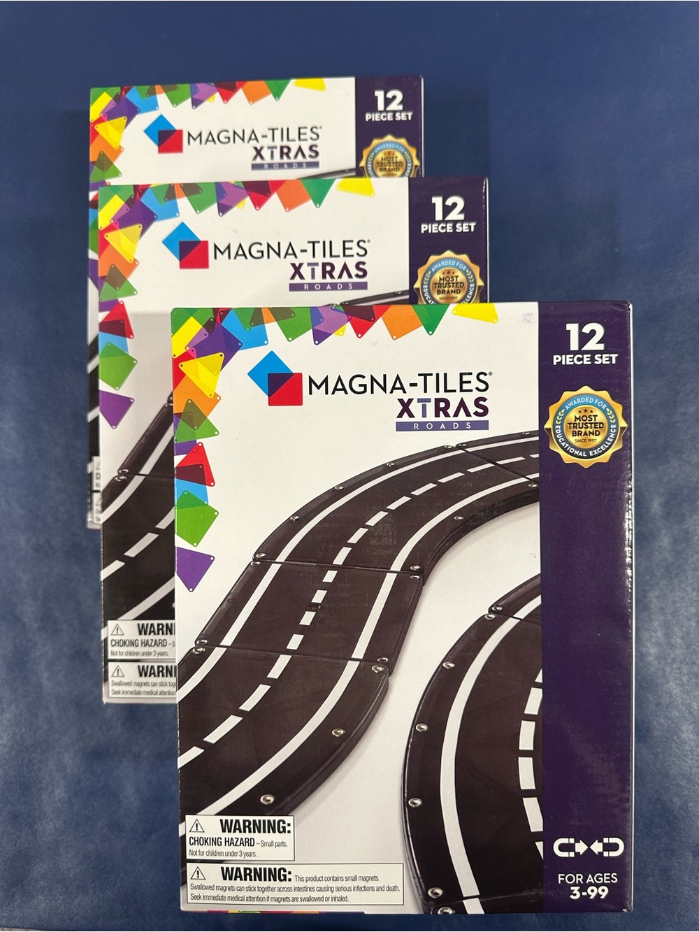 New Magna-Tiles XTRAS Black Roads Race Track - 3 Box Bundles (36 total pieces)
